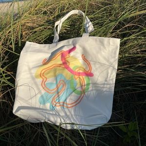 Handmade abstract printed tote bag